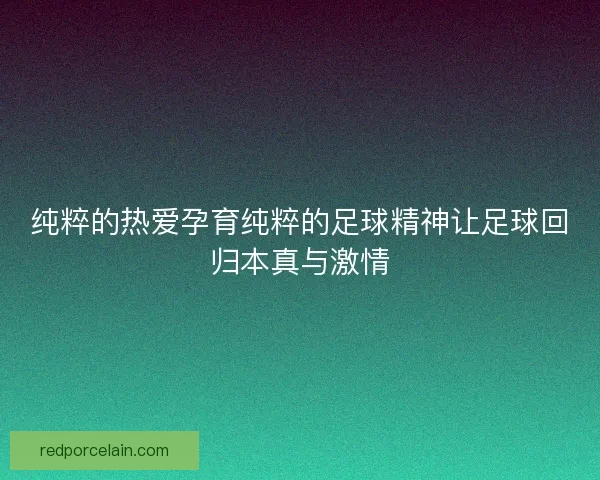 纯粹的热爱孕育纯粹的足球精神让足球回归本真与激情
